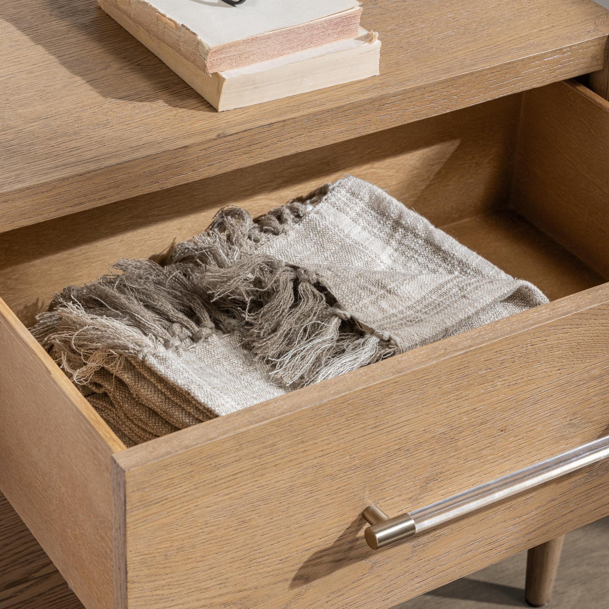Napa Grove Oak Veneer Nightstand Alisen Two-Drawer Nightstand Collection