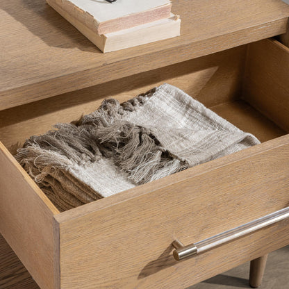 Napa Grove Oak Veneer Nightstand Alisen Two-Drawer Nightstand Collection