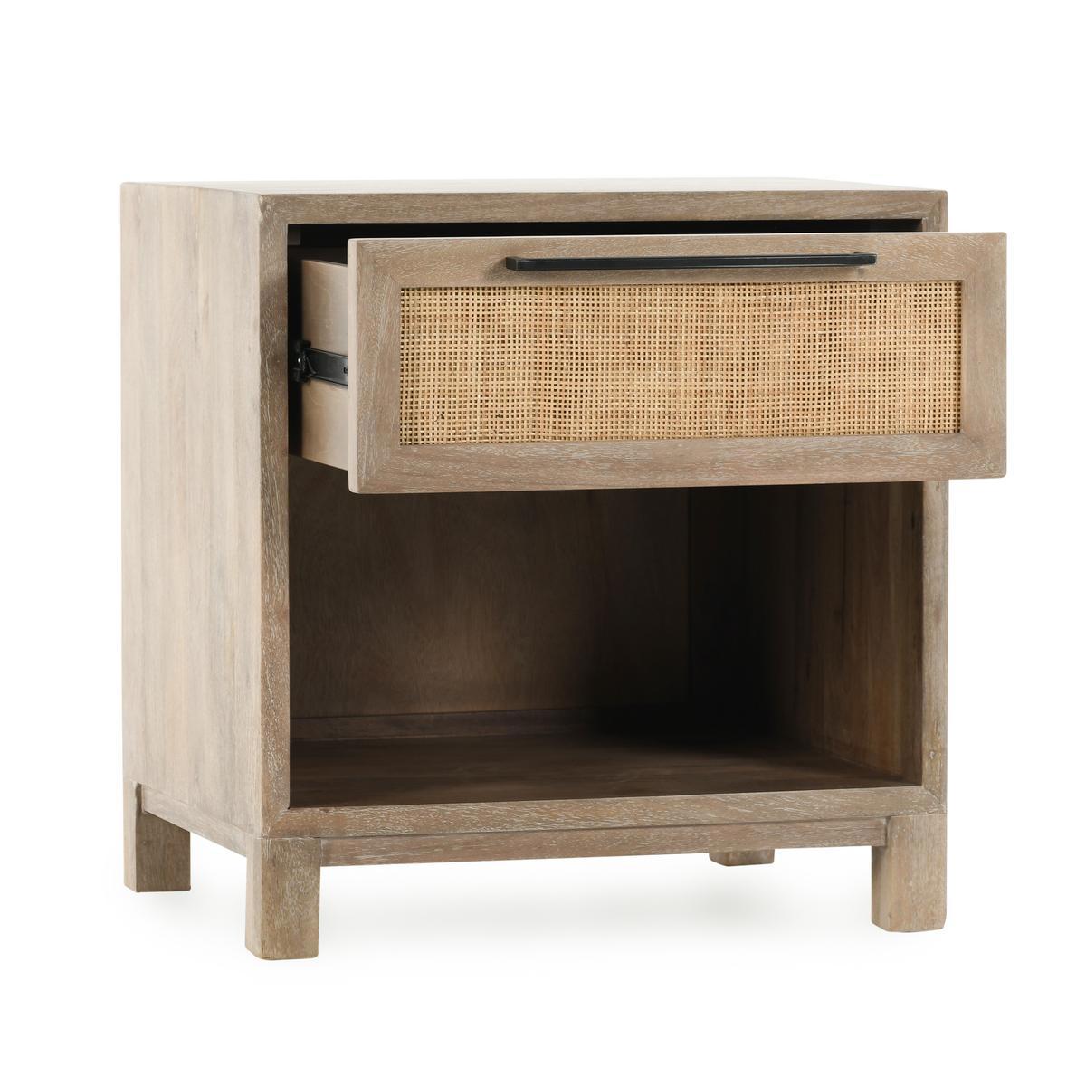 Meadow Taupe Mango Wood Nightstand Jensen One-Drawer Nightstand Collection