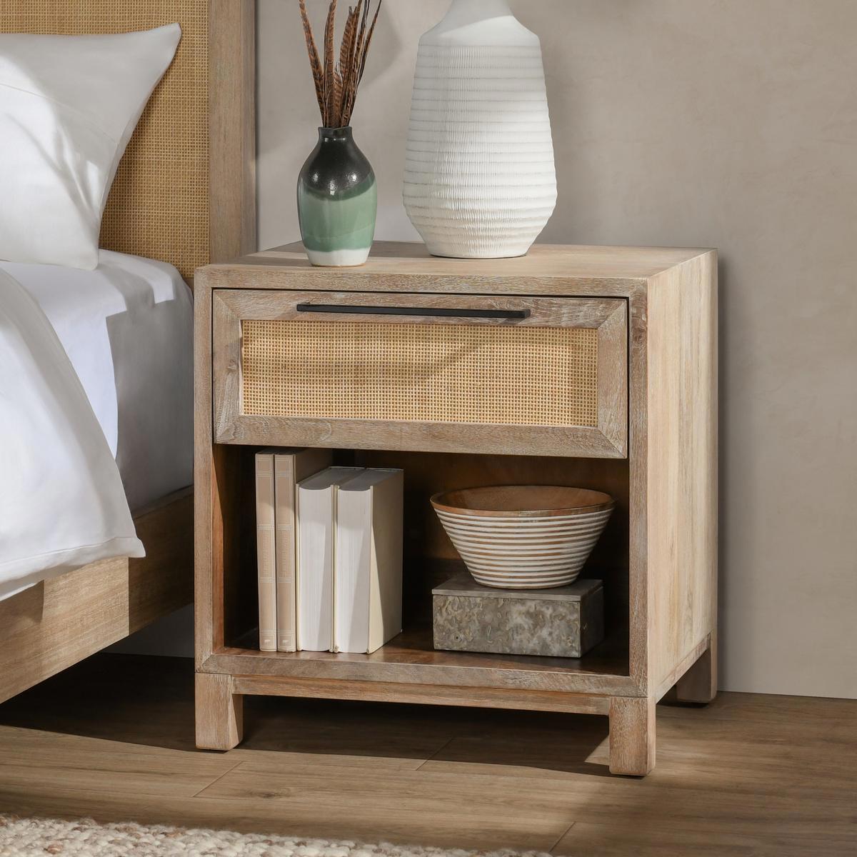 Meadow Taupe Mango Wood Nightstand Jensen One-Drawer Nightstand Collection