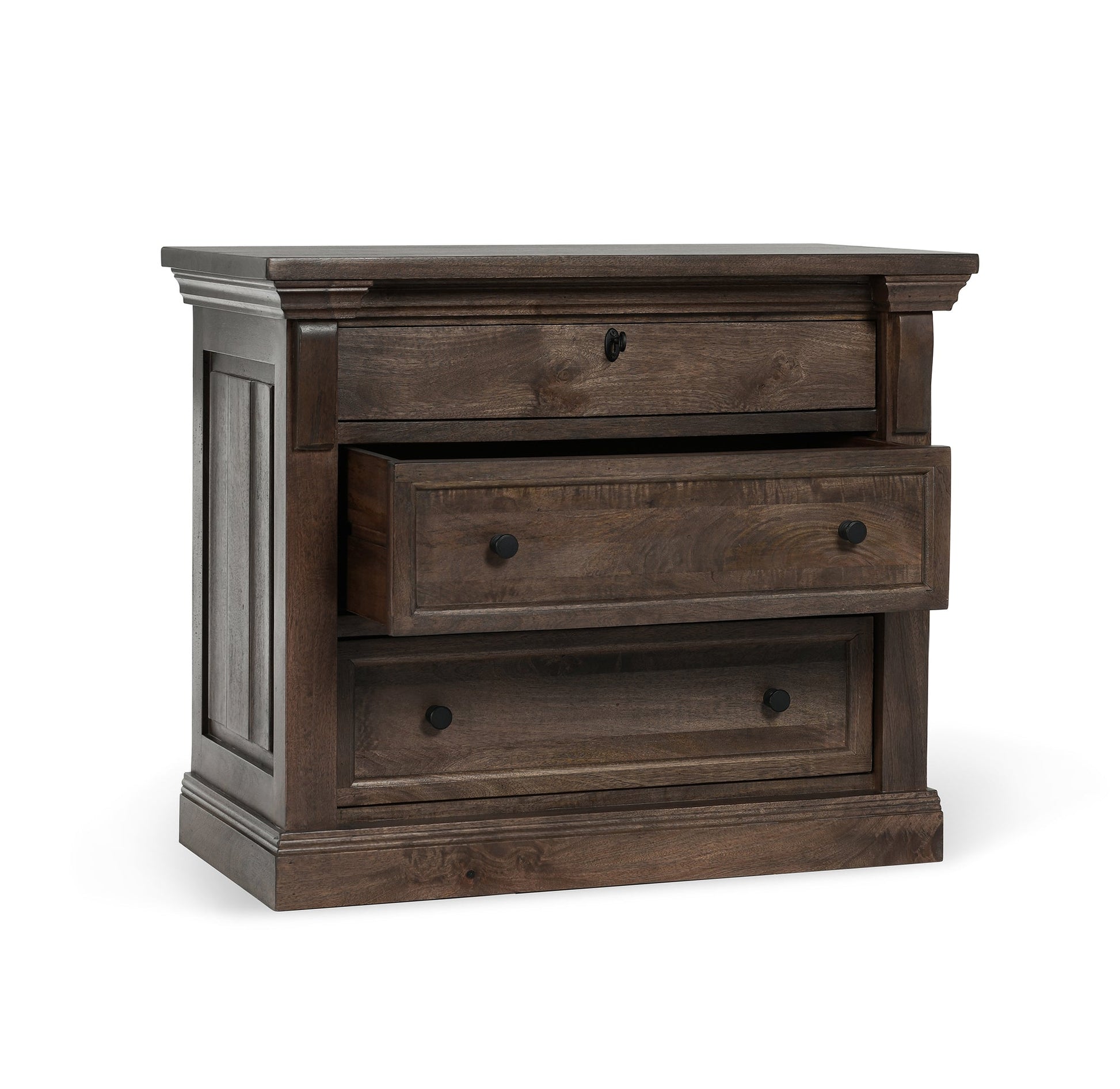 Cocoa Brown Mango Wood Nightstand Adelaide Three-Drawer Nightstand Collection