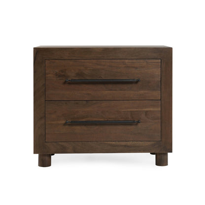 Harvest Brown Acacia Wood Nightstand Jaxon Two-Drawer Nightstand Collection