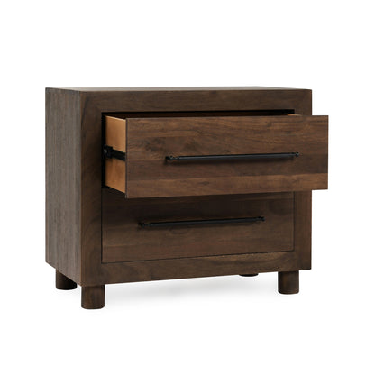 Harvest Brown Acacia Wood Nightstand Jaxon Two-Drawer Nightstand Collection