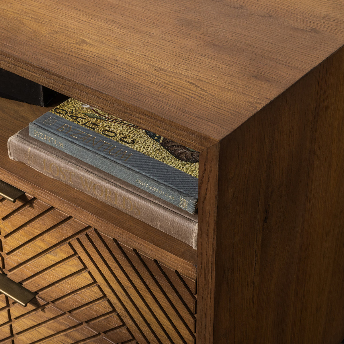 Caramel Brown Oak Veneer Nightstand Santa Clara Two-Drawer Nightstand Collection