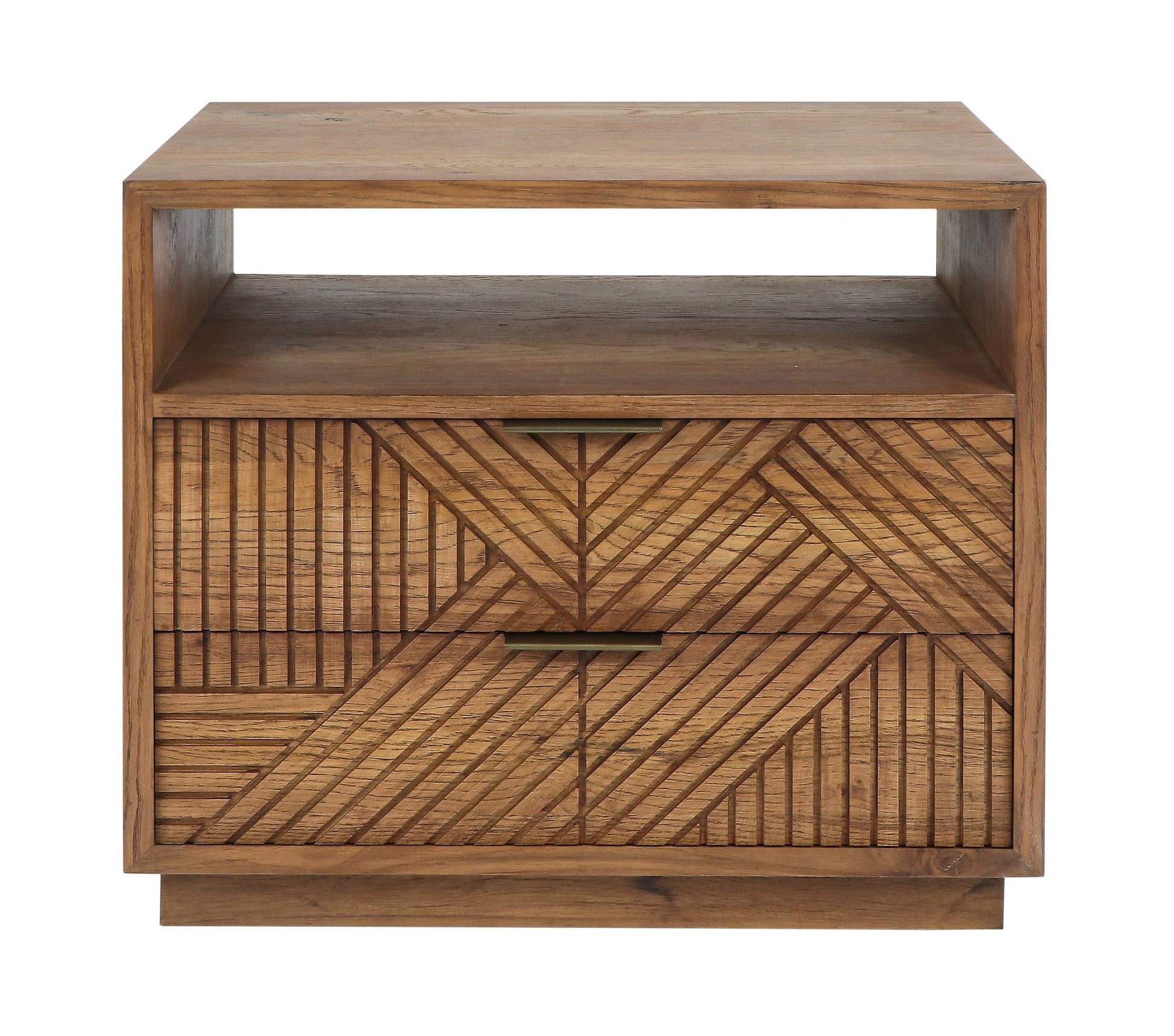 Caramel Brown Oak Veneer Nightstand Santa Clara Two-Drawer Nightstand Collection
