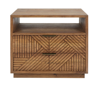 Caramel Brown Oak Veneer Nightstand Santa Clara Two-Drawer Nightstand Collection