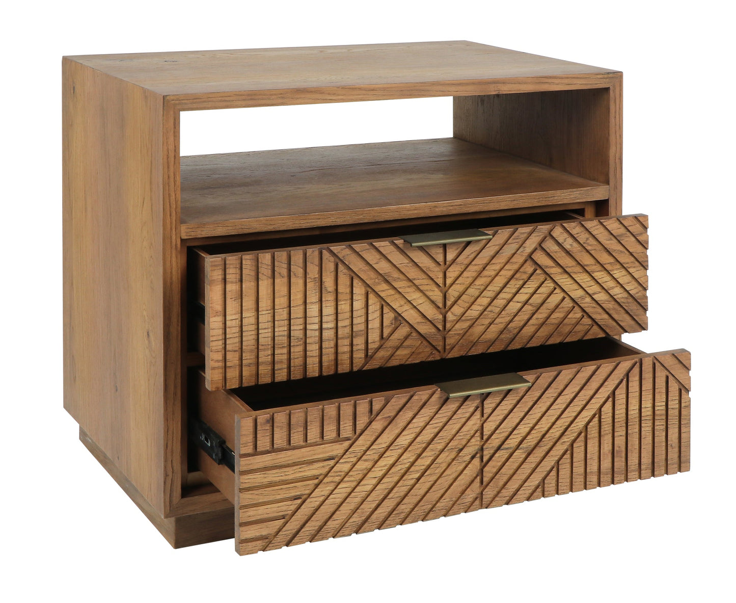 Caramel Brown Oak Veneer Nightstand Santa Clara Two-Drawer Nightstand Collection