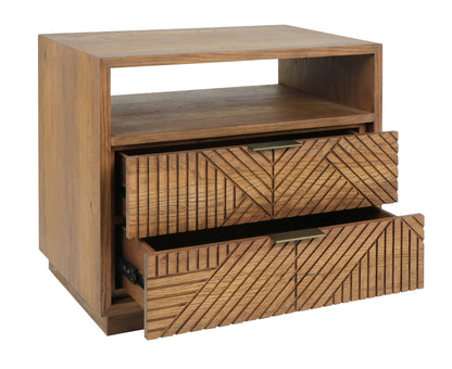 Caramel Brown Oak Veneer Nightstand Santa Clara Two-Drawer Nightstand Collection