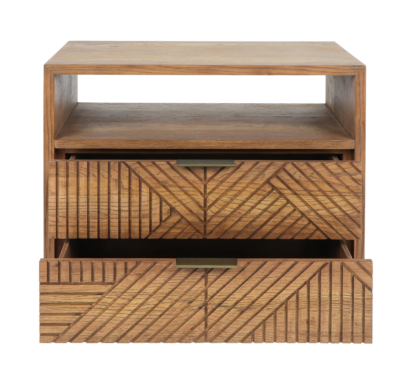 Caramel Brown Oak Veneer Nightstand Santa Clara Two-Drawer Nightstand Collection