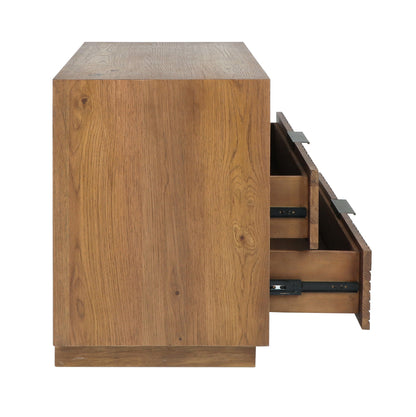 Caramel Brown Oak Veneer Nightstand Santa Clara Two-Drawer Nightstand Collection