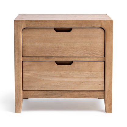 Natural Maple Mango wood Nightstand Laguna Two-Drawer Nightstand Collection
