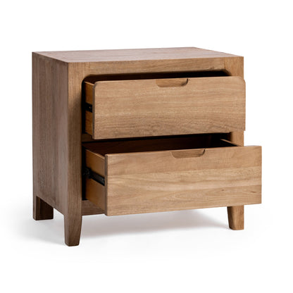 Natural Maple Mango wood Nightstand Laguna Two-Drawer Nightstand Collection