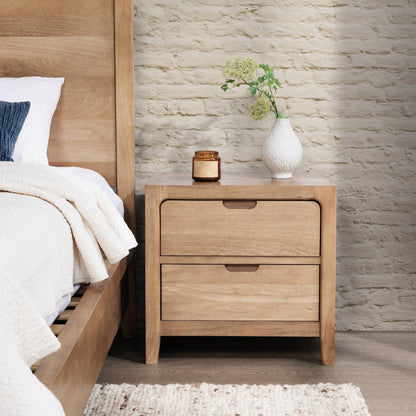 Natural Maple Mango wood Nightstand Laguna Two-Drawer Nightstand Collection