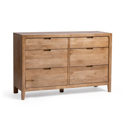 Natural Maple Mango wood Dresser Laguna Six-Drawer Dresser Collection