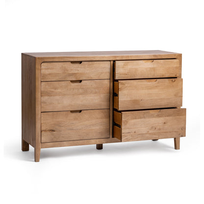 Natural Maple Mango wood Dresser Laguna Six-Drawer Dresser Collection