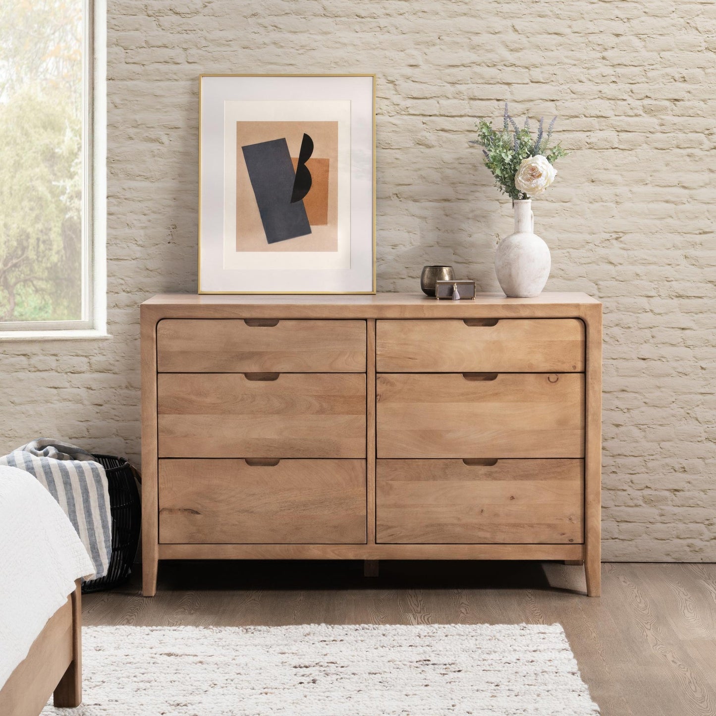 Natural Maple Mango wood Dresser Laguna Six-Drawer Dresser Collection