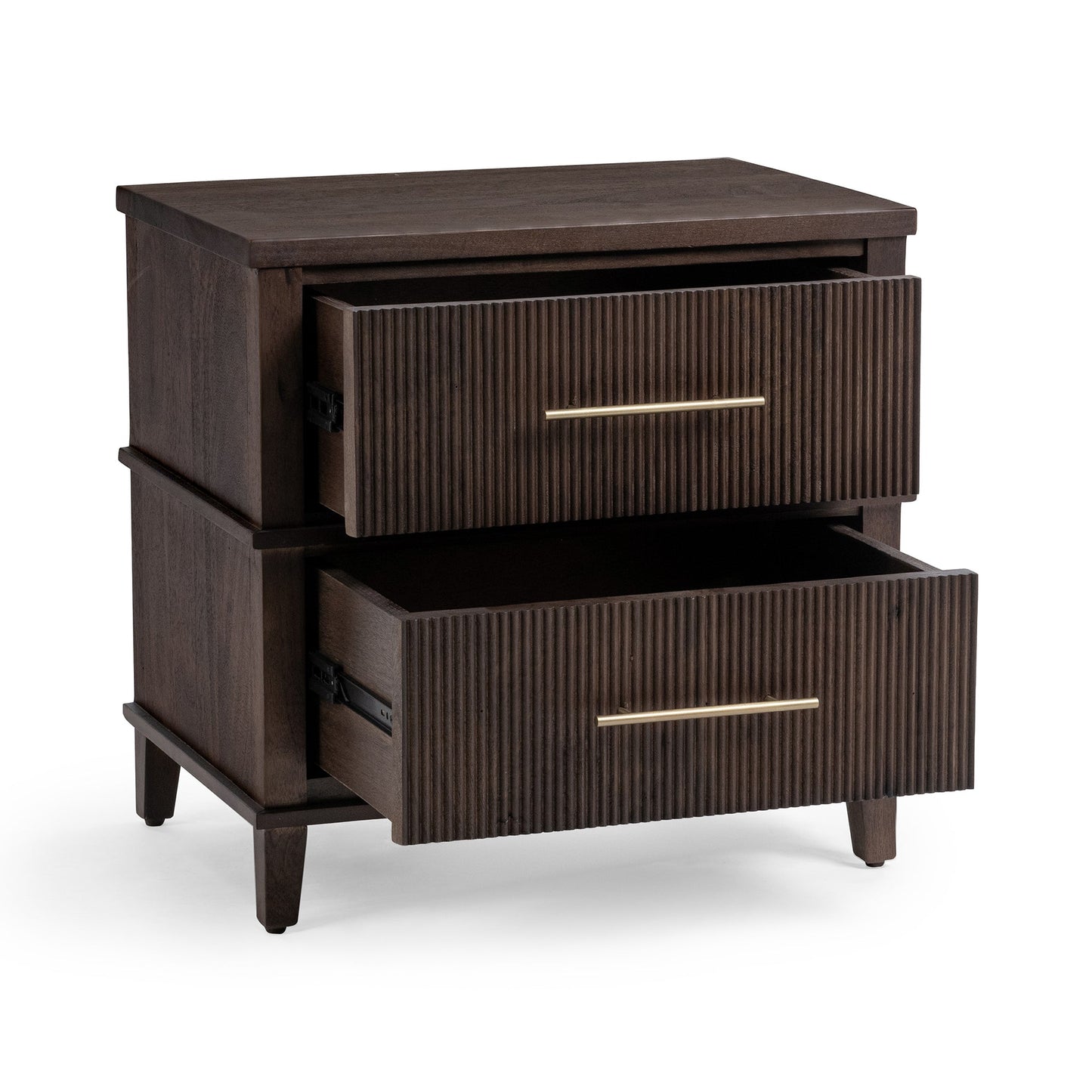 Auburn Walnut Mango Wood Nightstand Westlake Two-Drawer Nightstand Collection