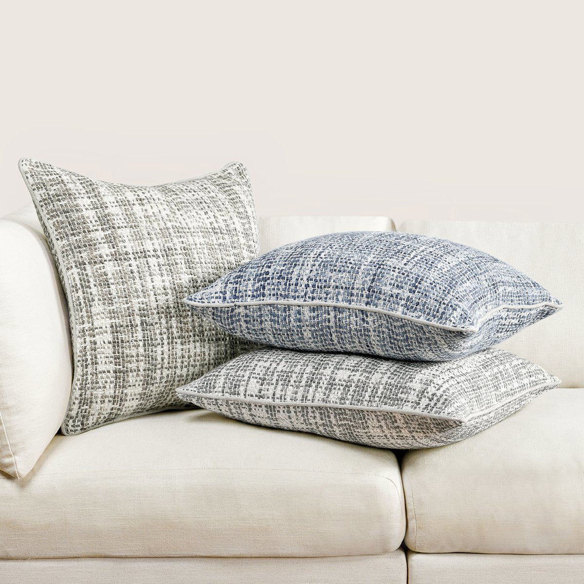 Desert/Ivory Textured Linen Blend Pattern TW Brax 22x22 Collection