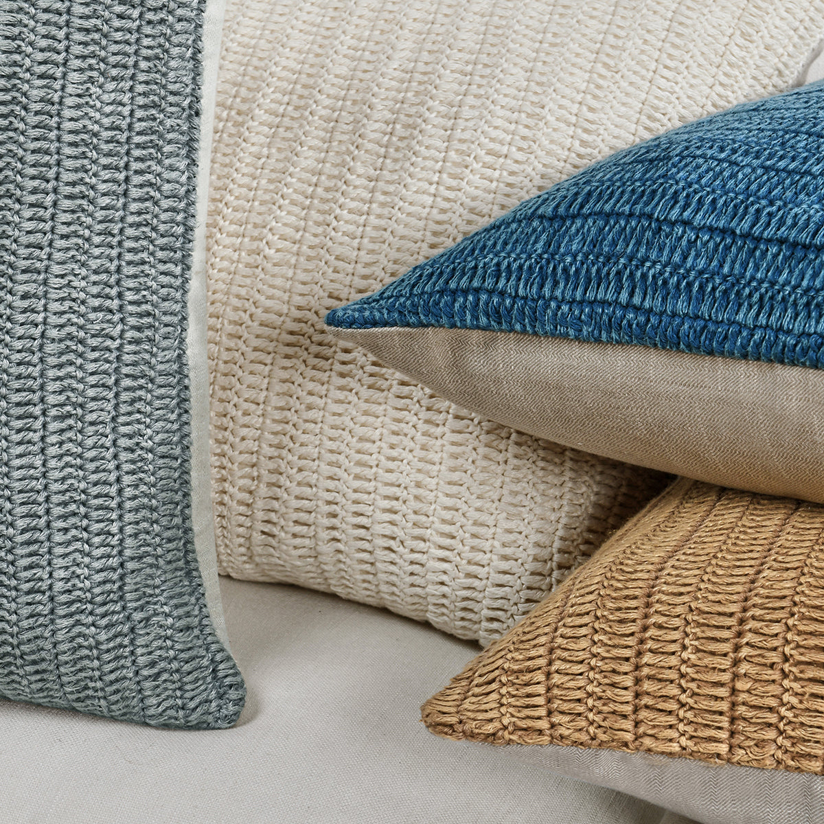 Ivory 100% Belgian Flax Linen Solid SLD Macie 22x22 Collection