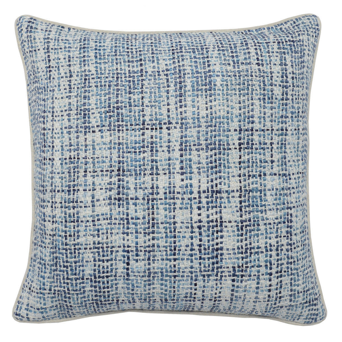 Blue/Ivory Textured Linen Blend Pattern TW Brax 22x22 Collection