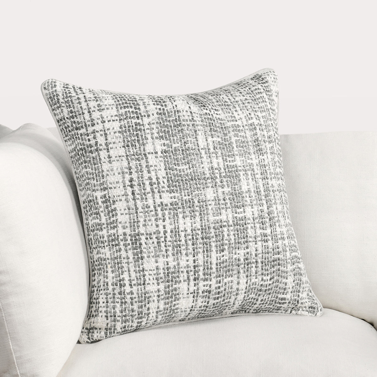 Gray/Ivory Textured Linen Blend Pattern TW Brax 22x22 Collection