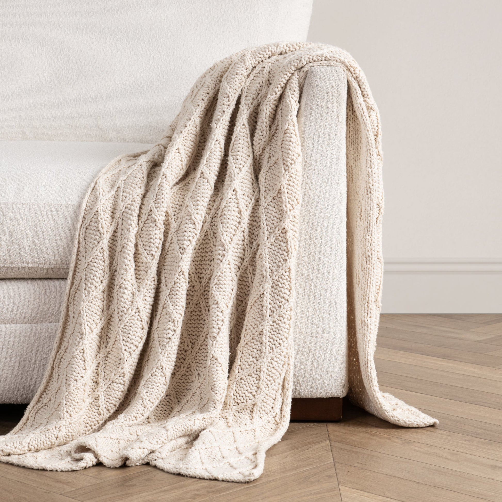 Ivory 100% Cotton Blankets & Throw TC Catalina Throw 50x70 Collection