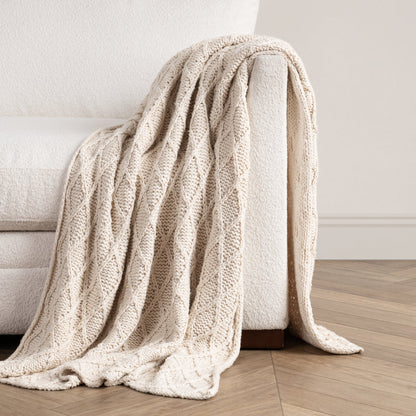 Ivory 100% Cotton Blankets & Throw TC Catalina Throw 50x70 Collection