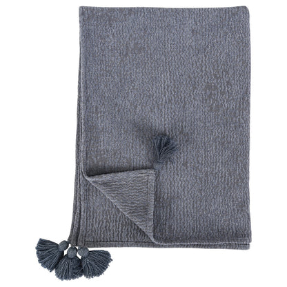 Saltwater Blue 100% Cotton Blankets & Throw TC Carmela 50x70 Throw Collection