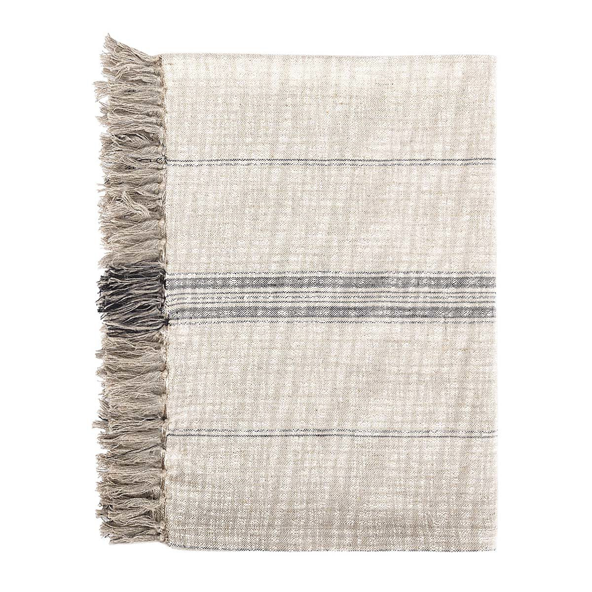 Natural/Black 60% Cotton/40% Linen Blankets & Throw TC Ria Throw 50x70 Collection