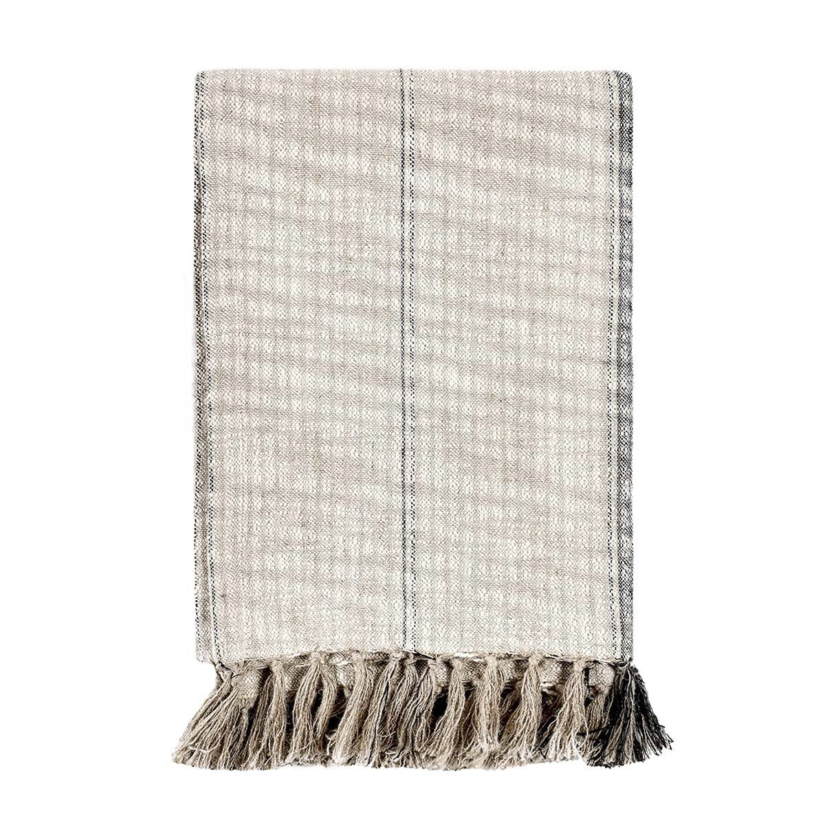 Natural/Black 60% Cotton/40% Linen Blankets & Throw TC Ria Throw 50x70 Collection