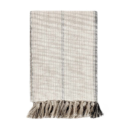 Natural/Black 60% Cotton/40% Linen Blankets & Throw TC Ria Throw 50x70 Collection