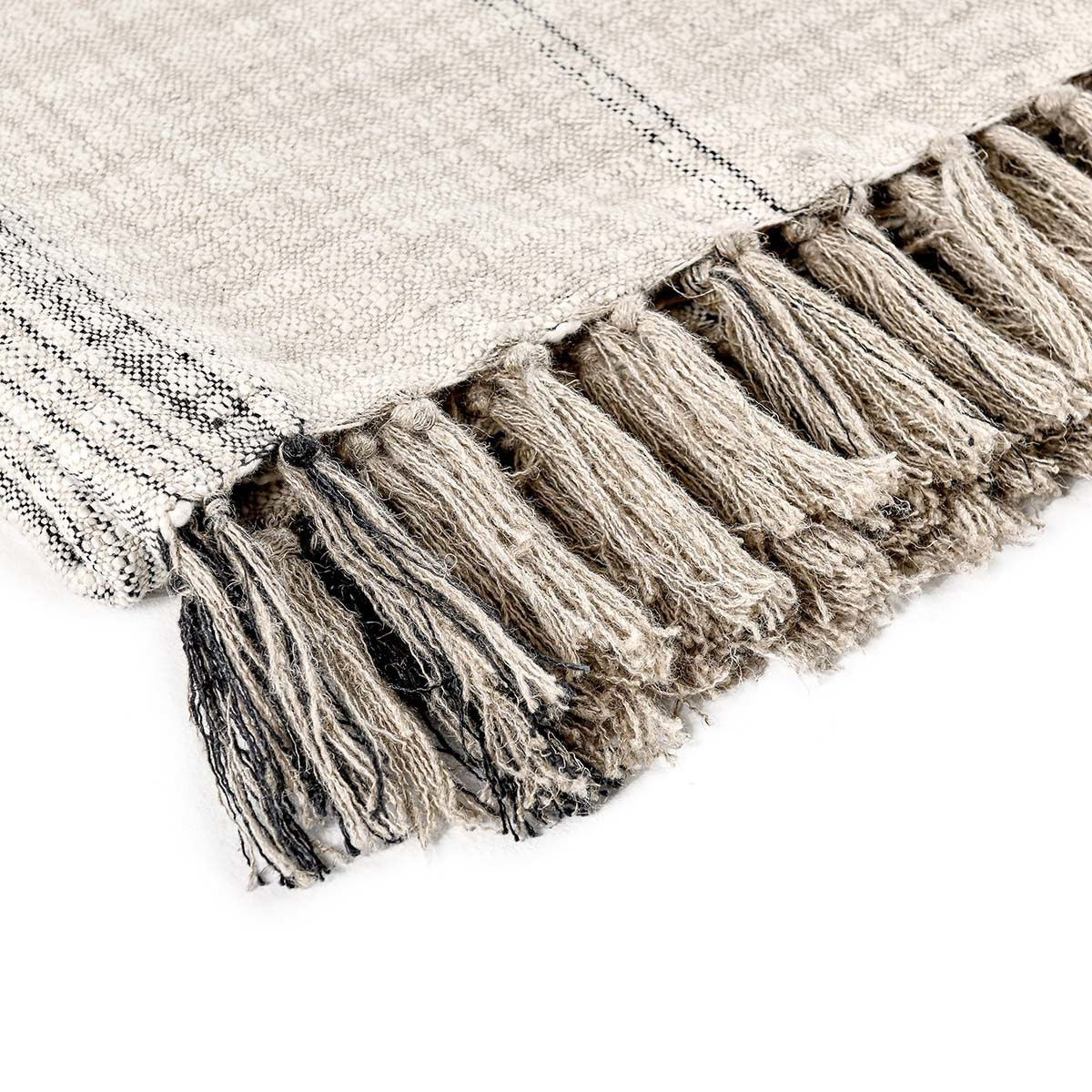 Natural/Black 60% Cotton/40% Linen Blankets & Throw TC Ria Throw 50x70 Collection