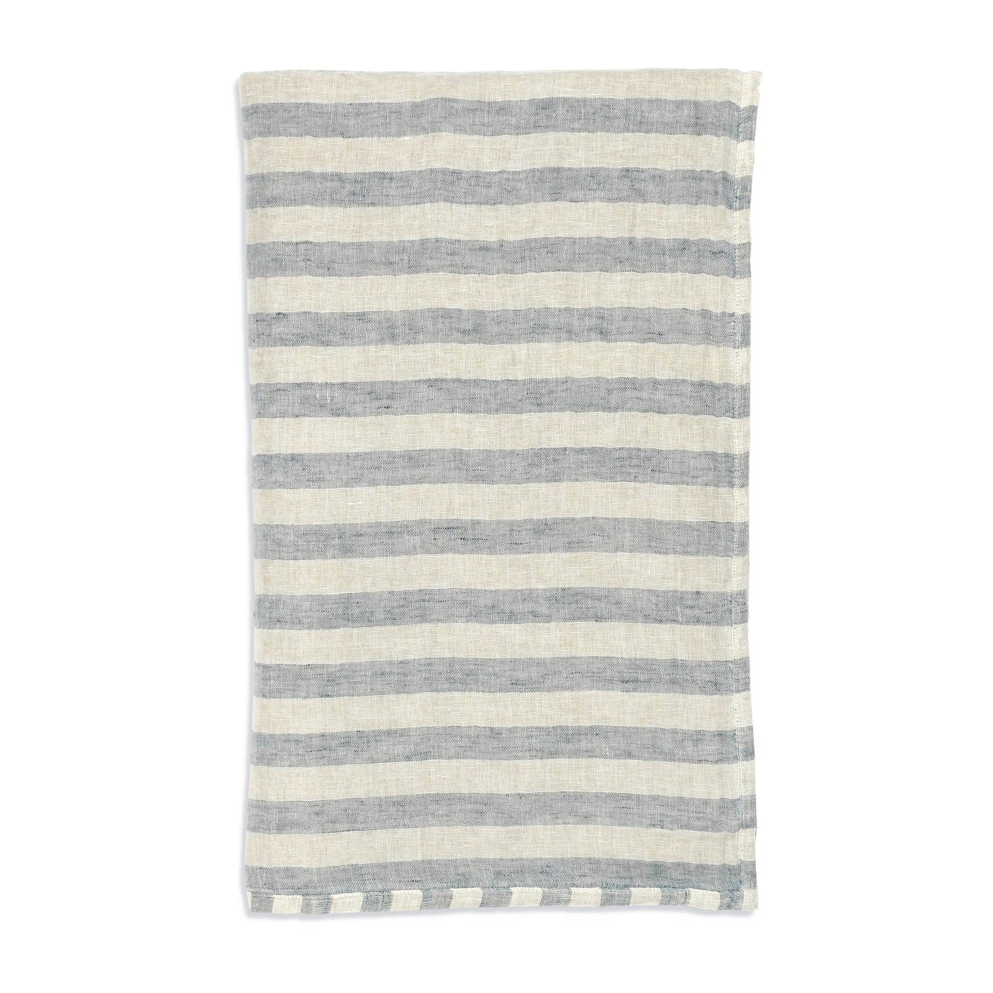 Ivory/Blue 100% Linen Blankets & Throw TC Cyprus 50x70 Throw Collection
