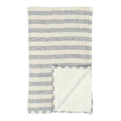 Ivory/Blue 100% Linen Blankets & Throw TC Cyprus 50x70 Throw Collection