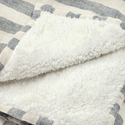 Ivory/Blue 100% Linen Blankets & Throw TC Cyprus 50x70 Throw Collection