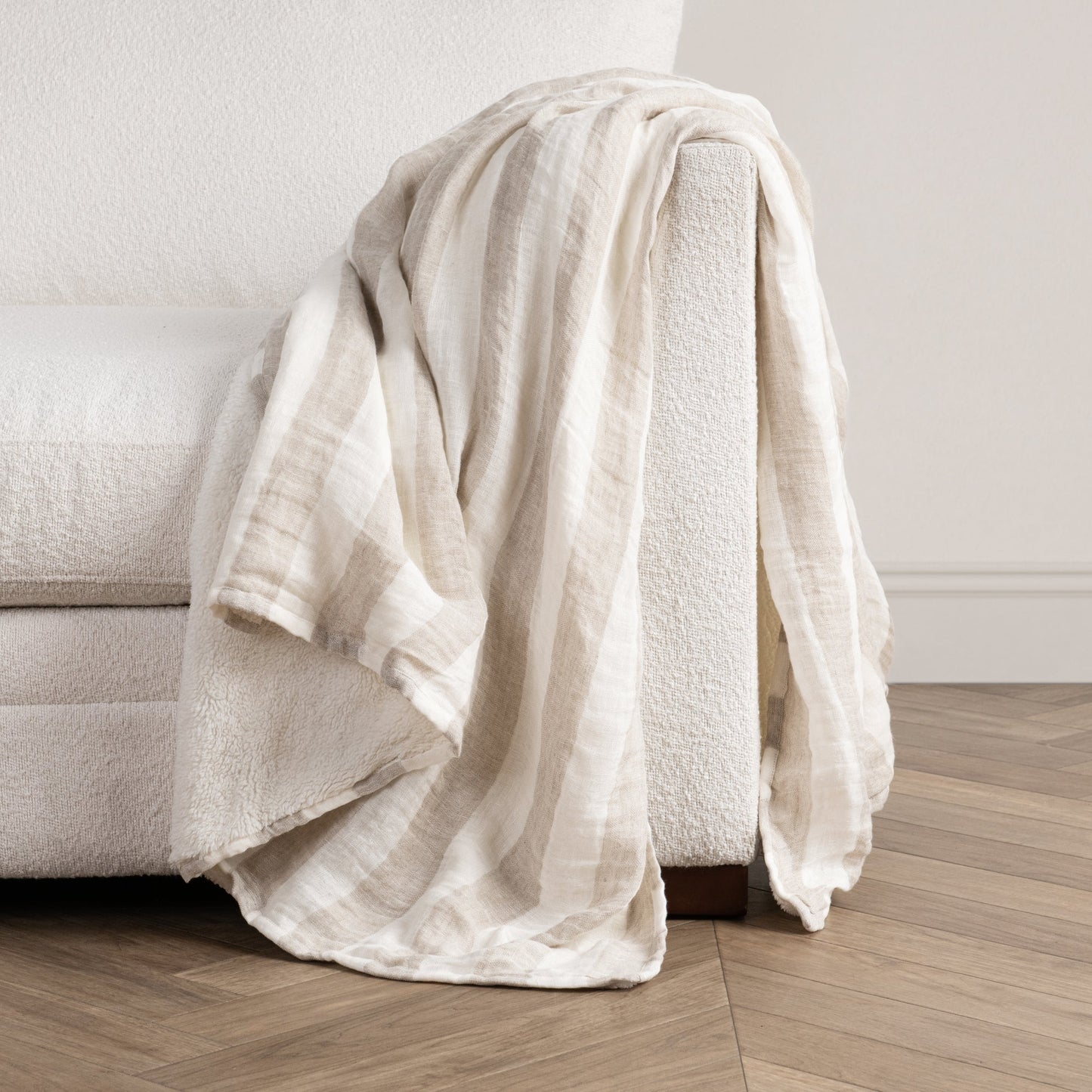 Ivory/Natural 100% Linen Blankets & Throw TC Atwater 50x70 Throw Collection
