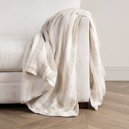 Ivory/Natural 100% Linen Blankets & Throw TC Atwater 50x70 Throw Collection
