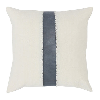 Blue/Ivory Cotton/Linen/Leather Pattern VC Steam 26x26 Collection