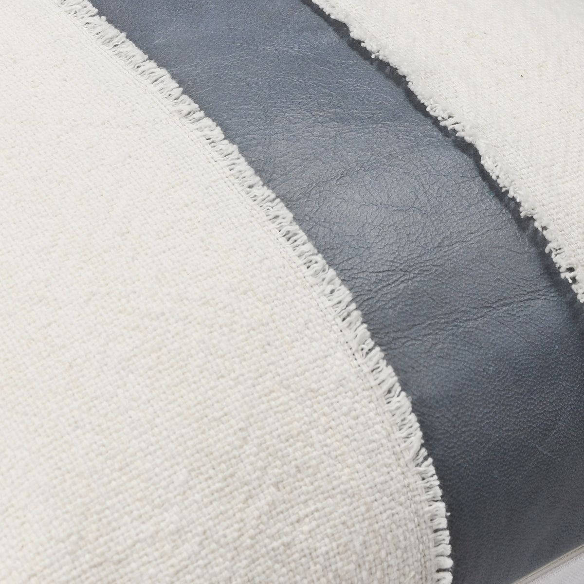 Blue/Ivory Cotton/Linen/Leather Pattern VC Steam 26x26 Collection