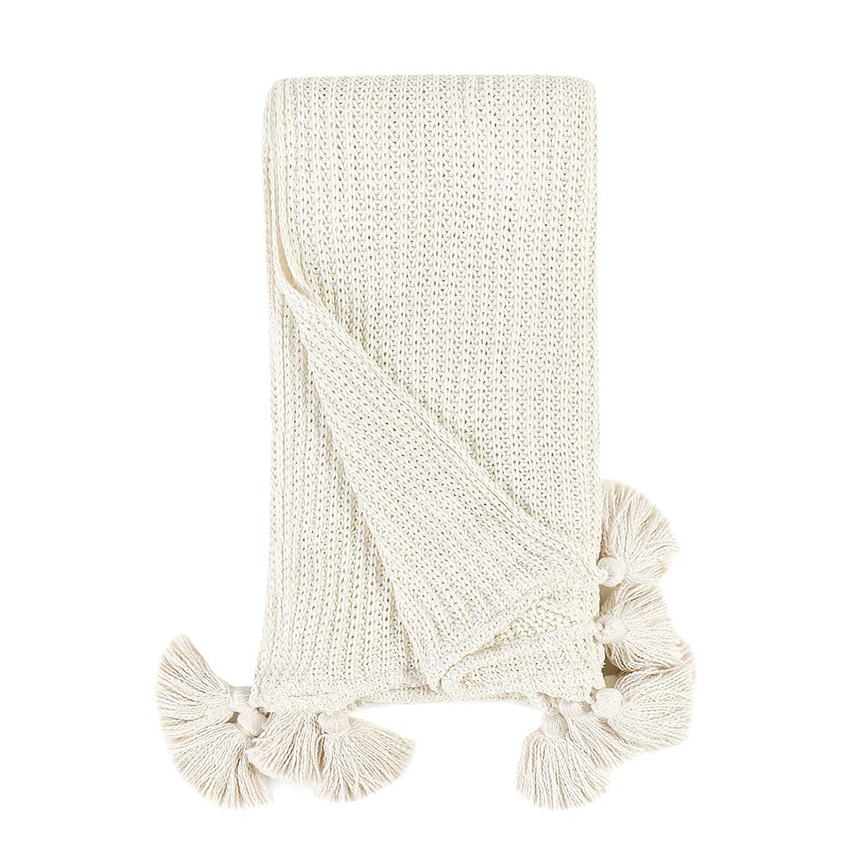 Ivory 100% Cotton Blankets & Throw TC Veda 50x70 Throw Collection