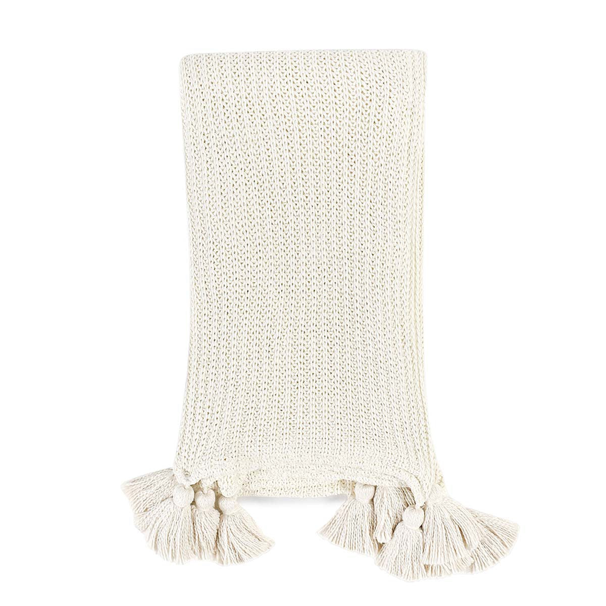 Ivory 100% Cotton Blankets & Throw TC Veda 50x70 Throw Collection