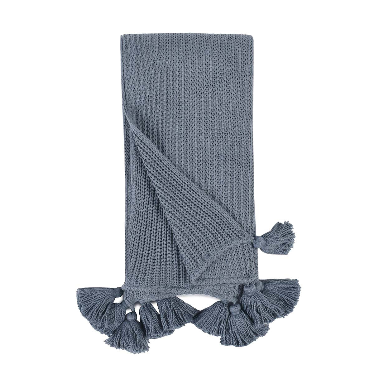 Sea Fog Blue 100% Cotton Blankets & Throw TC Veda 50x70 Throw Collection