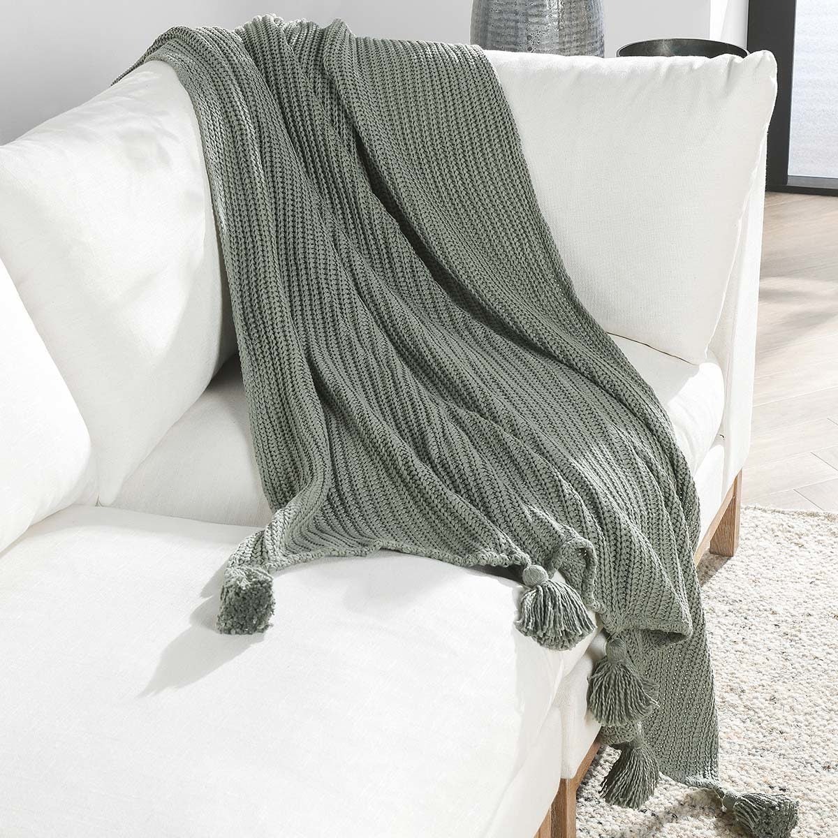 Sage 100% Cotton Blankets & Throw TC Veda 50x70 Throw Collection