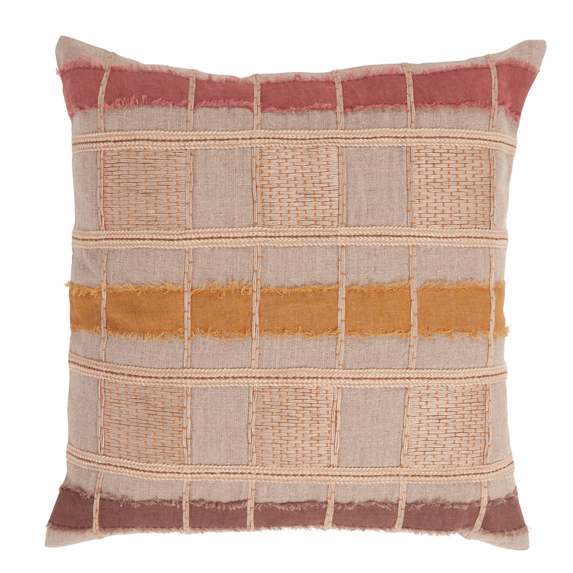 Natural/Clay Multi 100% Belgian Flax Linen Pattern ML Stratton Multiple Sizes Collection
