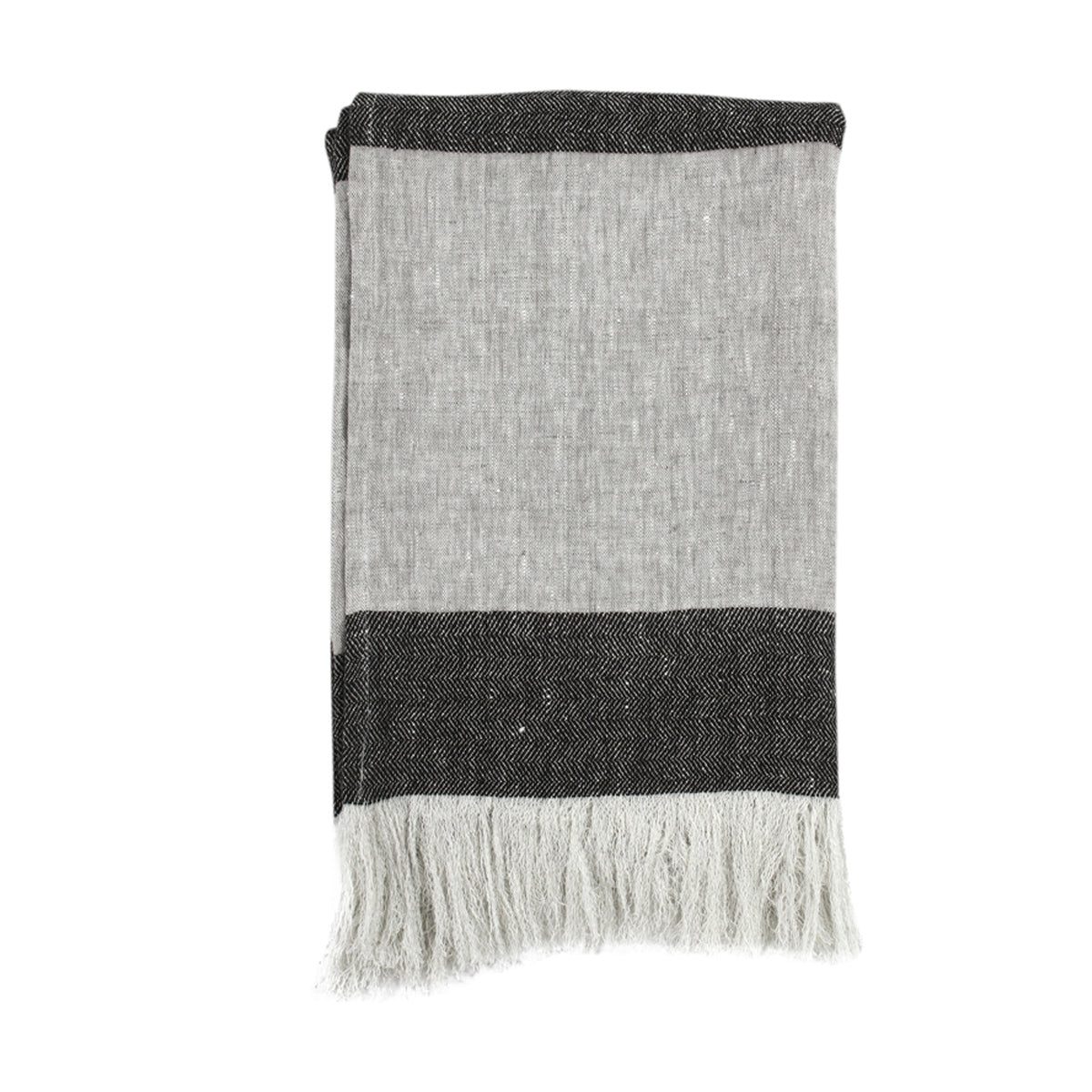 Natural/Charcoal 90% Linen/10% Cotton Blankets & Throw TC Talara Throw 50x70 Collection