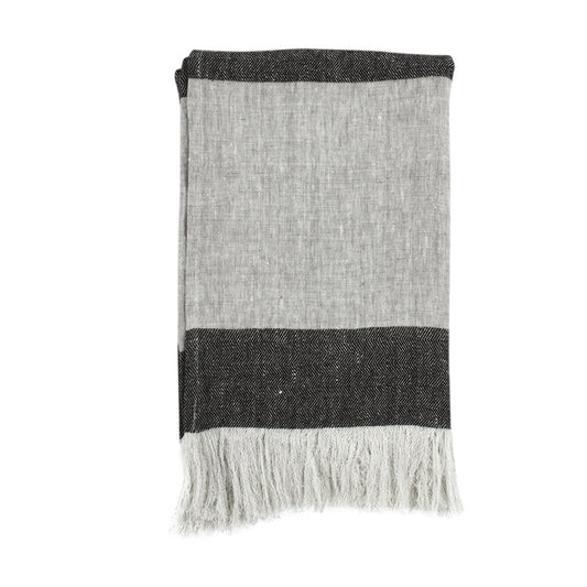 Natural/Charcoal 90% Linen/10% Cotton Blankets & Throw TC Talara Throw 50x70 Collection