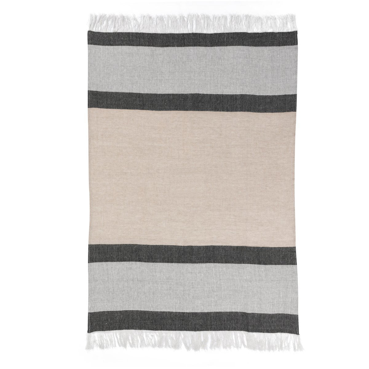 Natural/Charcoal 90% Linen/10% Cotton Blankets & Throw TC Talara Throw 50x70 Collection
