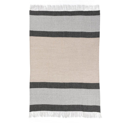 Natural/Charcoal 90% Linen/10% Cotton Blankets & Throw TC Talara Throw 50x70 Collection