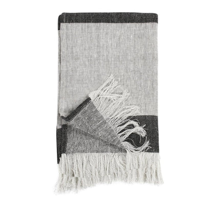 Natural/Charcoal 90% Linen/10% Cotton Blankets & Throw TC Talara Throw 50x70 Collection
