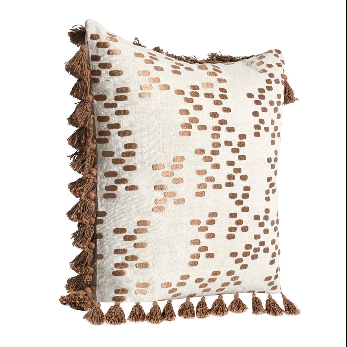 100% Belgian Flax Linen Pattern MP Dane Penny Brown 22x22 Collection